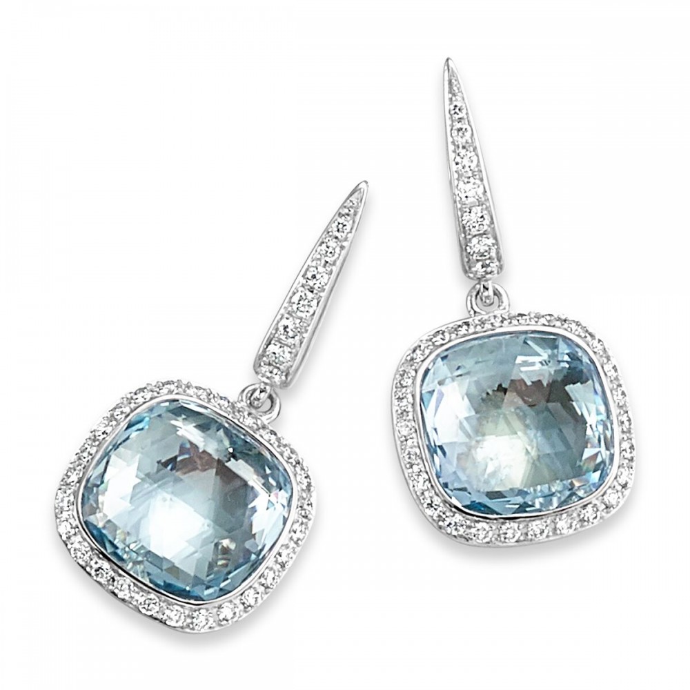18K Amethyst Pavé Diamond Drop Earrings